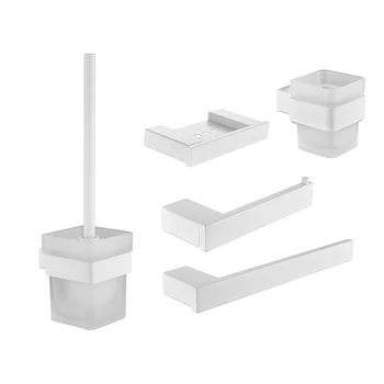 SANLUOIS Белый Настенный держатель туалетной щетки из нержавеющей стали, Подставка для бумаги, Металлическая подставка для посуды, держатель зубной щетки, кольцо для полотенец