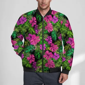 Куртки с растительным принтом, Зимние тропические цветы, Уличная одежда, повседневные пальто, мужская Водонепроницаемая куртка от ветра на открытом воздухе, куртка большого размера