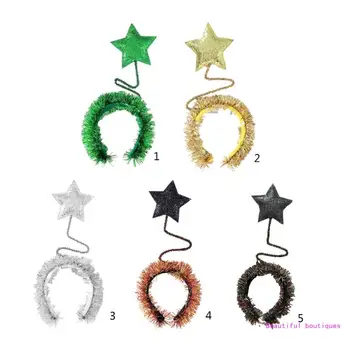 Рождественский обруч для волос в форме звезды с блестками, милый держатель для волос для мытья лица, Праздничный костюм, Головные уборы для подростков, Прямая поставка