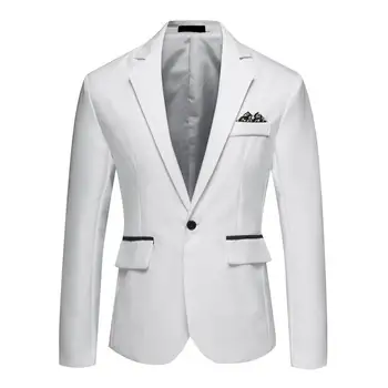 Весна Осень Элегантный мужской приталенный костюм с лацканами и карманами для деловой свадьбы, вечеринки, черно-белой строчки, длинный лацкан