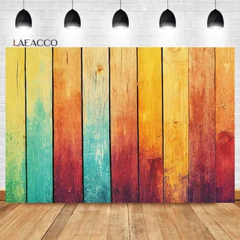 Laeacco; Винтажный Гранж; Фон из деревянной доски; Деревенская деревянная доска радужного цвета; Фон для портретной фотографии на День рождения ребенка