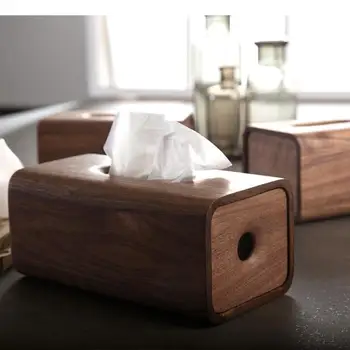 Коробка для салфеток из черного ореха и белого дуба в японском стиле, Прямоугольная коробка для хранения салфеток из массива дерева, домашний настольный Держатель для бумажных полотенец