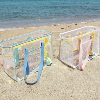 Портативная дорожная сумка для пляжа с прозрачным желе на одно плечо из ПВХ, водонепроницаемая сумка для купания для фитнеса, предназначенная для мытья матери