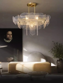 Модные подвесные светильники LED Gold из коллекции Glass Art Collection 2023 с регулируемой яркостью.Подвесной светильник Lampen для гостиной