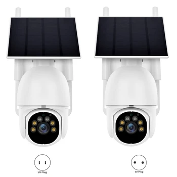 Wifi Наружные Камеры Беспроводная Камера Видеонаблюдения с Низким Энергопотреблением Прожектор с Обзором 360 ° EU Plug
