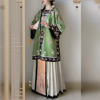 Китайский Hanfu Двубортный Круглый вырез, ретро Антикварная одежда, печать тяжелой промышленности, не Hanfu Осень