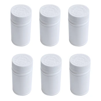 Пластиковые пустые бутылочки для лекарств, держатель для таблеток, 6шт, белый