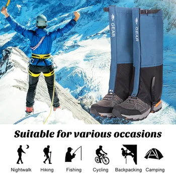 Гетры для путешествий на открытом воздухе, водонепроницаемые щитки для ног для кемпинга, пеших прогулок, катания на лыжах, регулируемые щитки для снегоступов с крепежной лентой