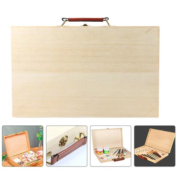 Коробка для рисования Деревянный пигмент Пустой контейнер футляр для рисования Ручка Акварель Масло с ручкой
