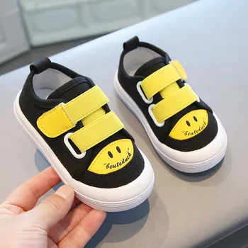 Детская парусиновая обувь, соответствующая цвету, обувь Smile для первых ходунков для маленьких мальчиков, весна-осень, повседневная спортивная обувь для детского сада