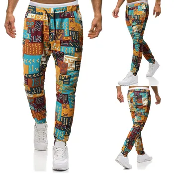 pantalones hombres одежда уличная Мужская Мода Плюс Размер Тренд Ретро Этнический Стиль Брюки Для Отдыха С Маленькими Ножками Брюки