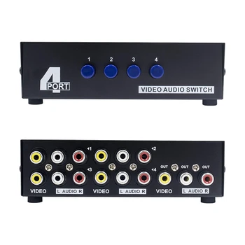 2X 4-портовый AV-коммутатор, RCA-переключатель, 4 входа 1 выхода, коробка выбора композитного видео, L / R звука для игровых приставок DVD STB