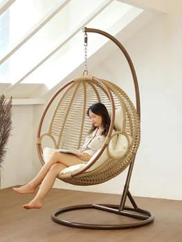 Кресло-качели из ротанга для дома, ленивое домашнее кресло-качалка, подвесное кресло для отдыха, птичье гнездо