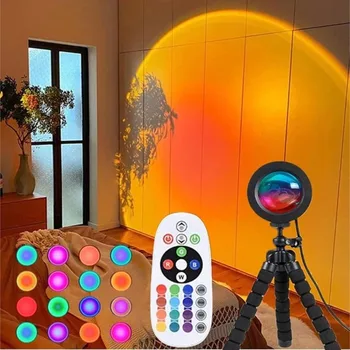 USB лампа для проектора Sunset, управление приложением RGB, Атмосфера ночного освещения, Радужная проекция для украшения стен на заднем плане спальни