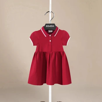Летнее Новое красное детское платье из хлопка, милое платье принцессы для девочек, детская юбка-поло, спортивное платье Fresh Children's