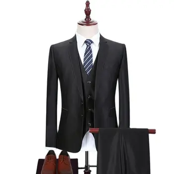 4XL (Куртка + брюки) Высококачественный брендовый элегантный Деловой Мужской костюм из 2 предметов, свадебное платье для жениха, Однотонные Костюмы