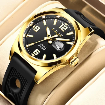 Роскошные мужские часы LIGE, высококачественные водонепроницаемые мужские наручные часы со светящейся датой, силиконовые мужские кварцевые часы, повседневные часы reloj