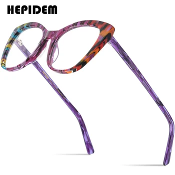 Женские многоцветные ацетатные оптические очки в оправе HEPIDEM 2023, новые очки по рецепту Cat Eye, очки Cateye Eyewear H9327