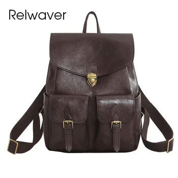 Рюкзак из натуральной коровьей кожи Relwaver 2023 зима коричневый винтажный студенческий рюкзак в стиле преппи, вместительный женский рюкзак с краткой обложкой