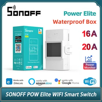 Измеритель мощности SONOFF Smart Wifi Switch POW Origin 16A/20A Переключатель контроля защиты ЖК-экрана от перегрузки Через Alexa Google