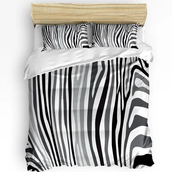 Комплект постельного белья в черно-белую полоску 