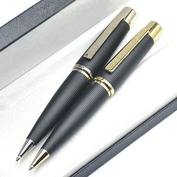 Высококачественная шариковая ручка AAA B-G в черно-серебристую металлическую полоску, гладкие шариковые ручки для офисного письма большого размера в подарок