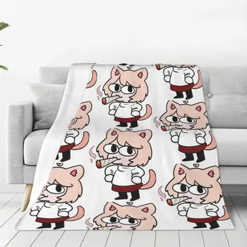 Фланелевые одеяла для курения Neco Arc, Фланелевые одеяла с аниме-котом, забавные пледы для дома, коврик 150 *125 см