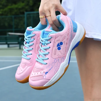 Женские кроссовки для бадминтона из розового золота, противоскользящие Мужские профессиональные волейбольные туфли, легкие теннисные туфли для пар 26151