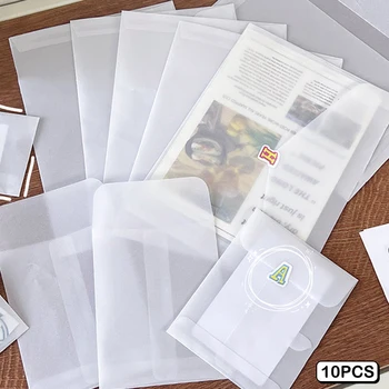 10ШТ Полупрозрачных конвертов из сернокислотной бумаги для открыток 