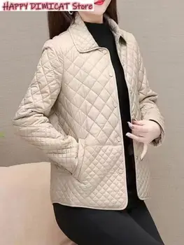 Модное пальто Парки Стеганое пальто с длинным рукавом Однотонная женская зимняя куртка Новинка во внешней одежде Офисная леди в Корейском стиле