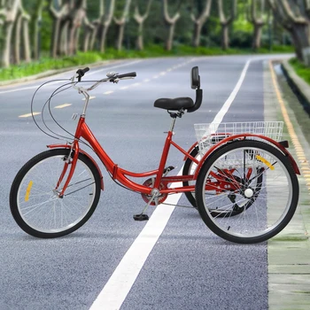 Велосипед для взрослых, трехколесный, 24 дюйма