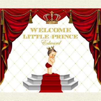 изготовленный на заказ золотой и королевский принц корона шторы на день рождения фон Высококачественная Компьютерная печать фон для вечеринки