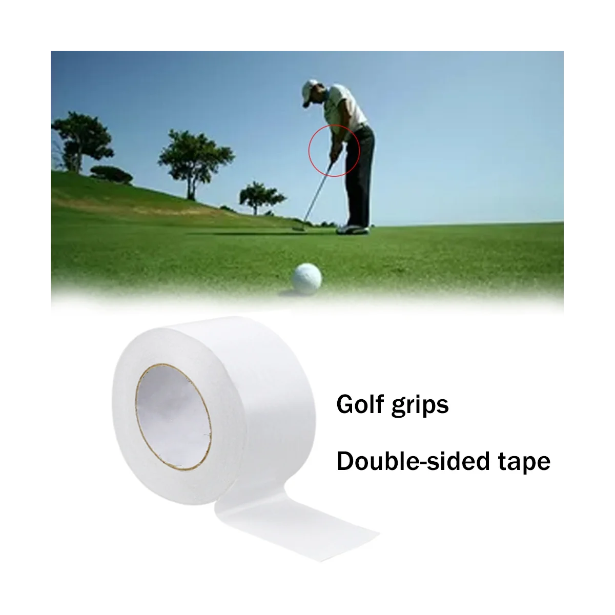 Подходит для гольфа Высоковязкий, Легко рвущийся Белый клей для захвата Golf Iron Grip Двусторонний клей 20 мм x 50 м
