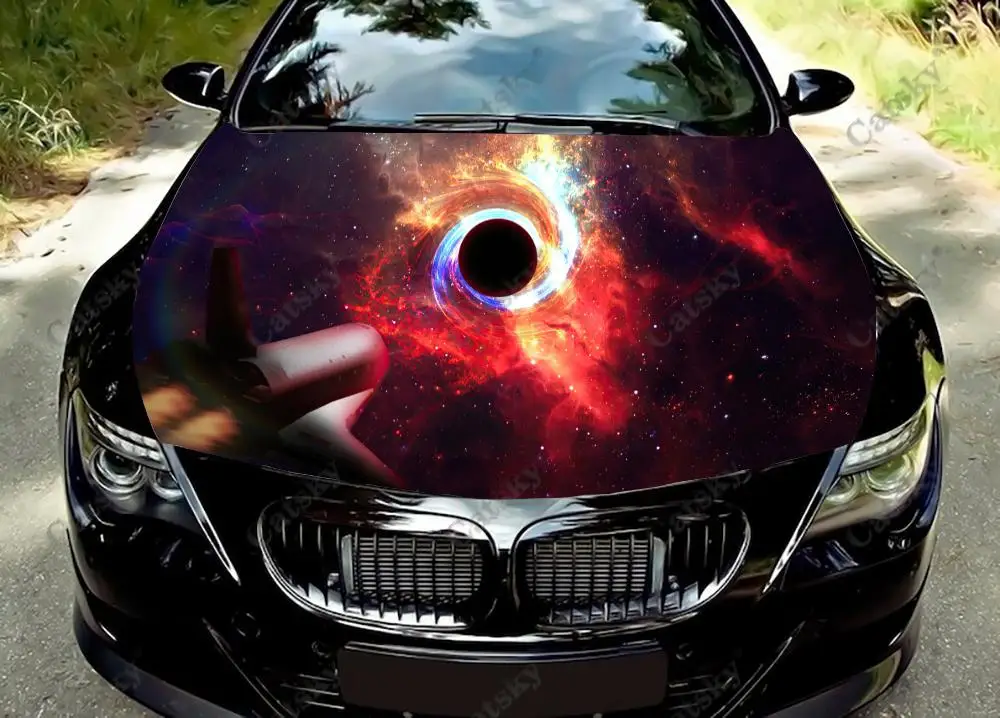 черная дыра, звездное небо, галактика, Цветная Виниловая наклейка на капот автомобиля, Наклейка с изображением грузовика, наклейки для украшения автомобиля на заказ